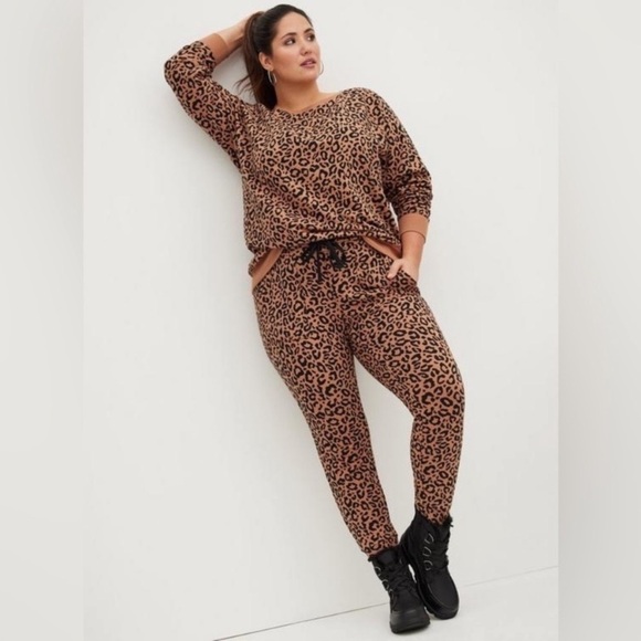 torrid Pants - Torrid Leopard Joggers 1X Cozy Lounge Pants Animal Print Drawstring Athleisure